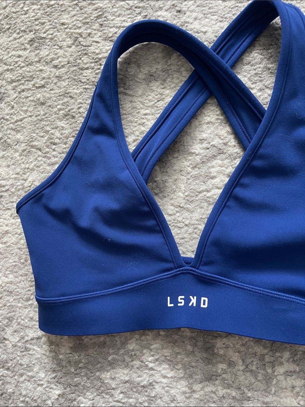 LSKD Stamina cross back check Sports Bra cobalt blue small - Picture 2 of 6